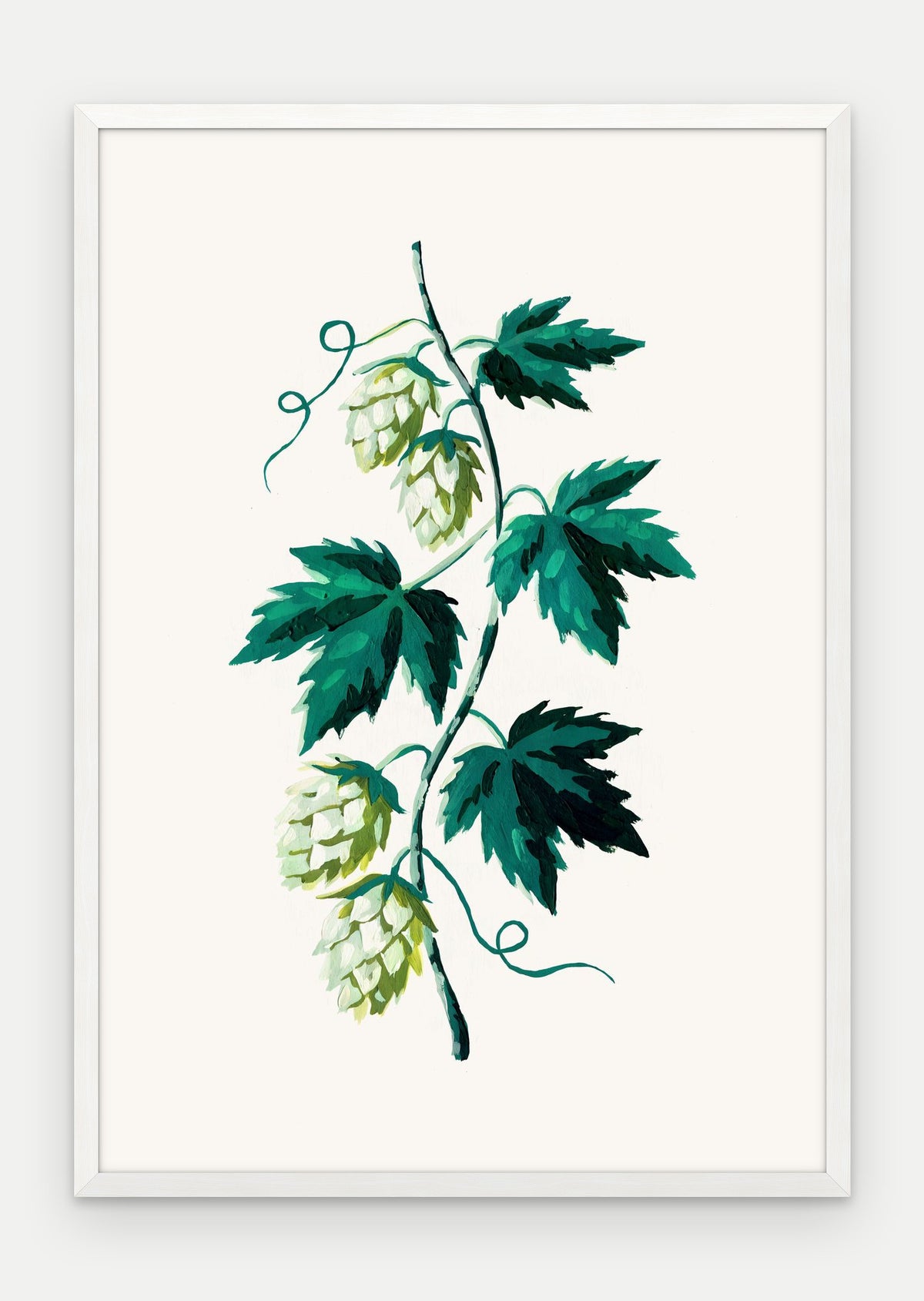 Plakat Chmiel w ramie, oprawa: drewno białe, format 70 × 100 cm