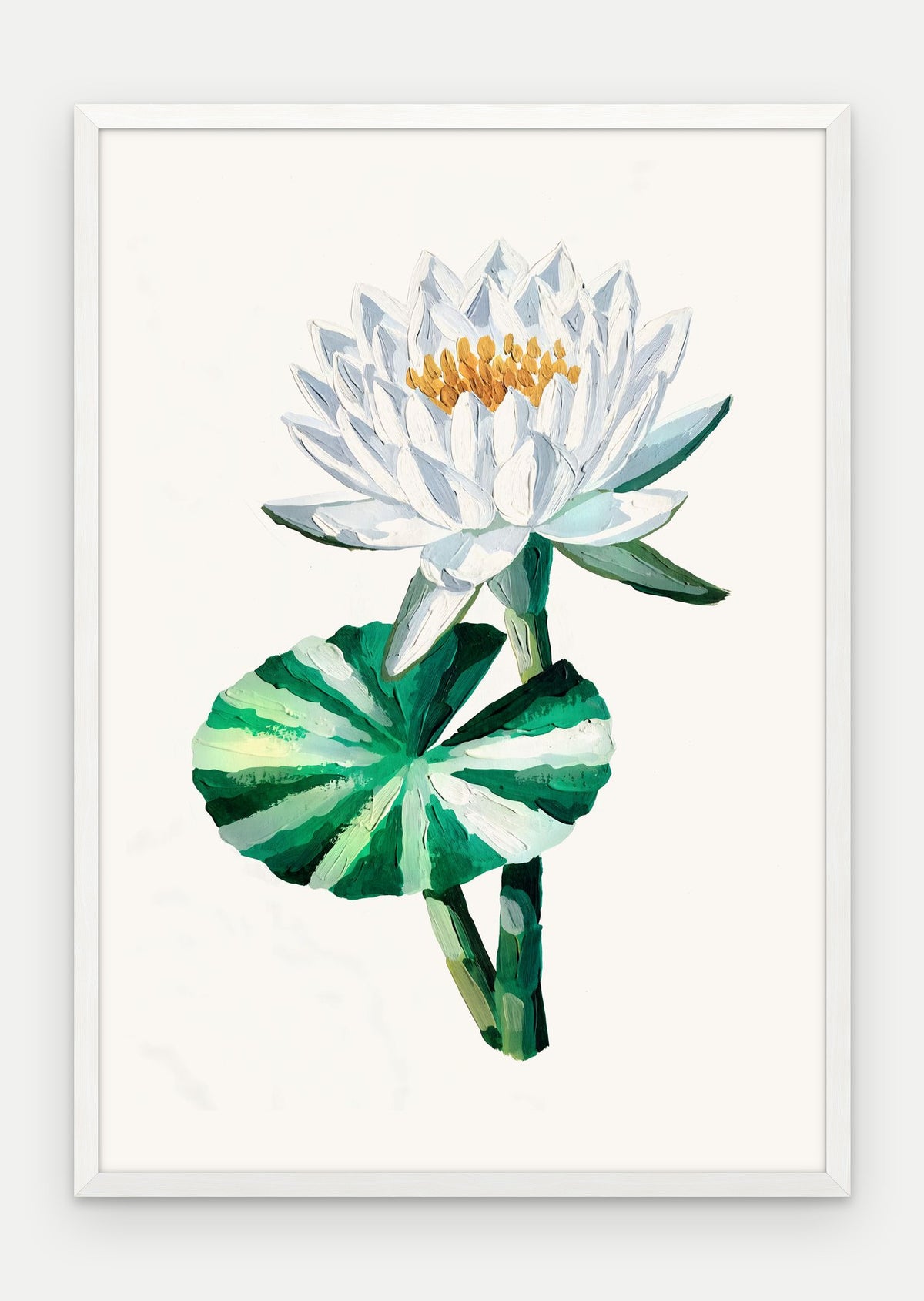 Plakat Lilia wodna w ramie, oprawa: drewno białe, format 70 × 100 cm