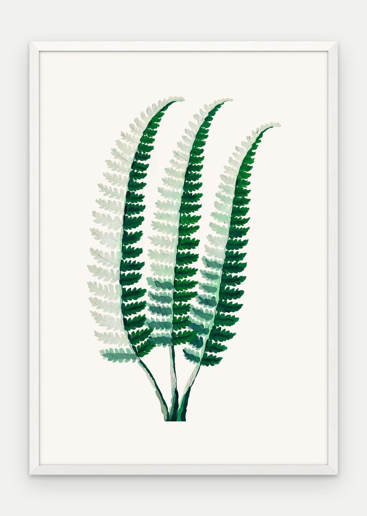 Plakat Paproć narecznica w ramie, oprawa: drewno białe, format 70 × 100 cm