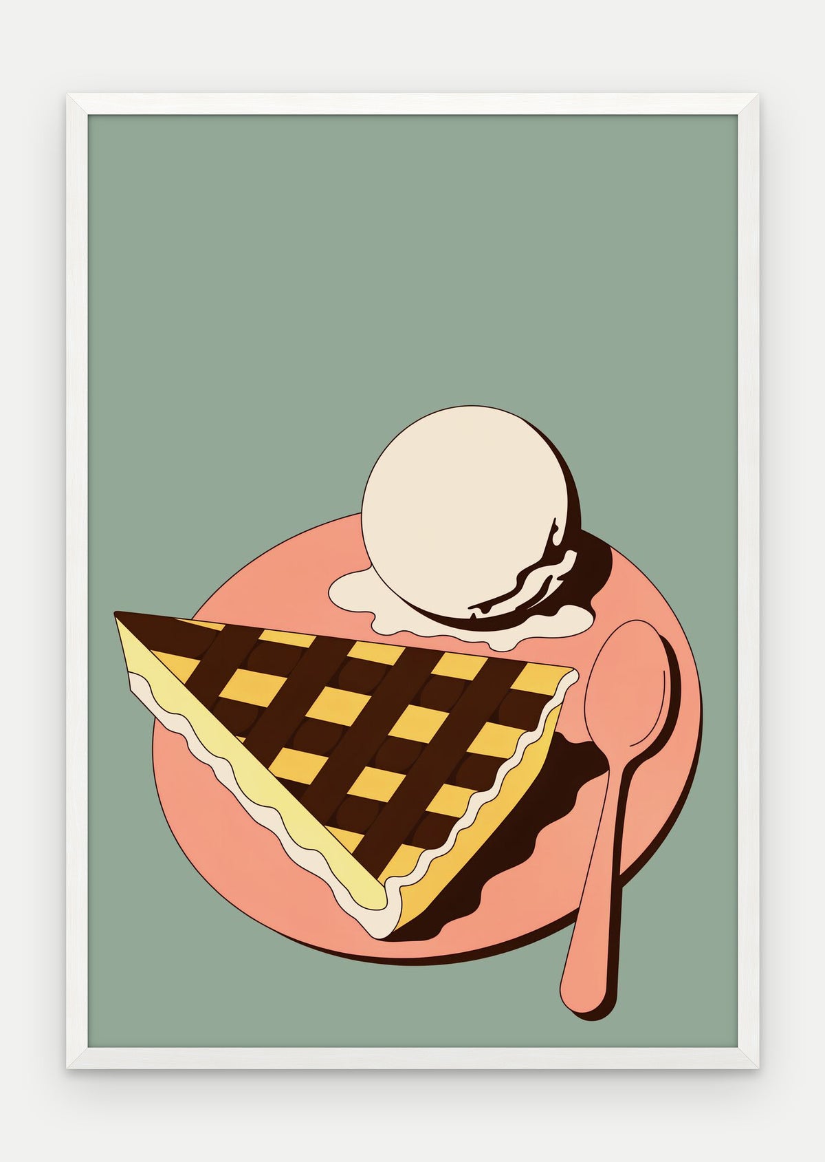 Plakat Szarlotka w ramie, oprawa: drewno białe, format 70 × 100 cm