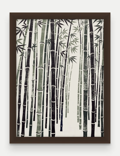 Obraz na płótnie Bambus w ramie, oprawa: drewno brązowe, format 30 × 40 cm