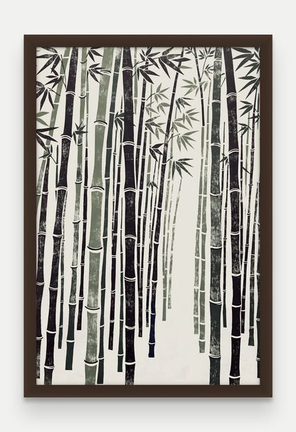 Obraz na płótnie Bambus w ramie, oprawa: drewno brązowe, format 40 × 60 cm
