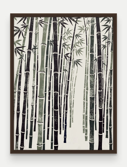 Obraz na płótnie Bambus w ramie, oprawa: drewno brązowe, format 60 × 80 cm