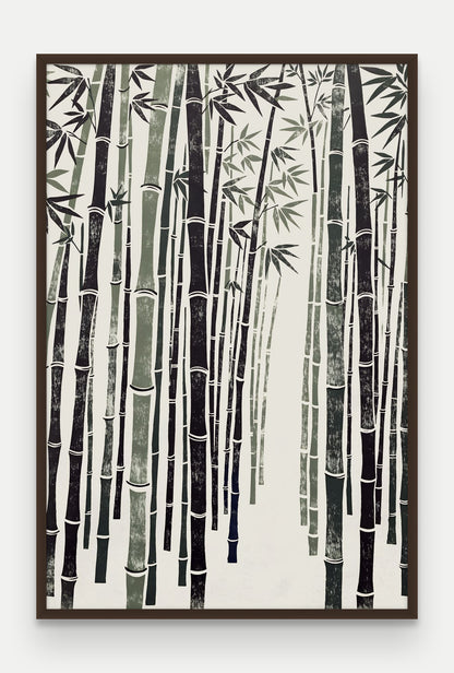 Obraz na płótnie Bambus w ramie, oprawa: drewno brązowe, format 80 × 120 cm