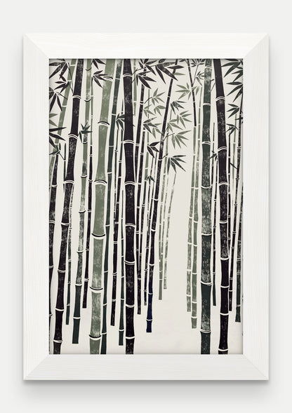 Obraz na płótnie Bambus w ramie, oprawa: drewno białe, format 20 × 30 cm