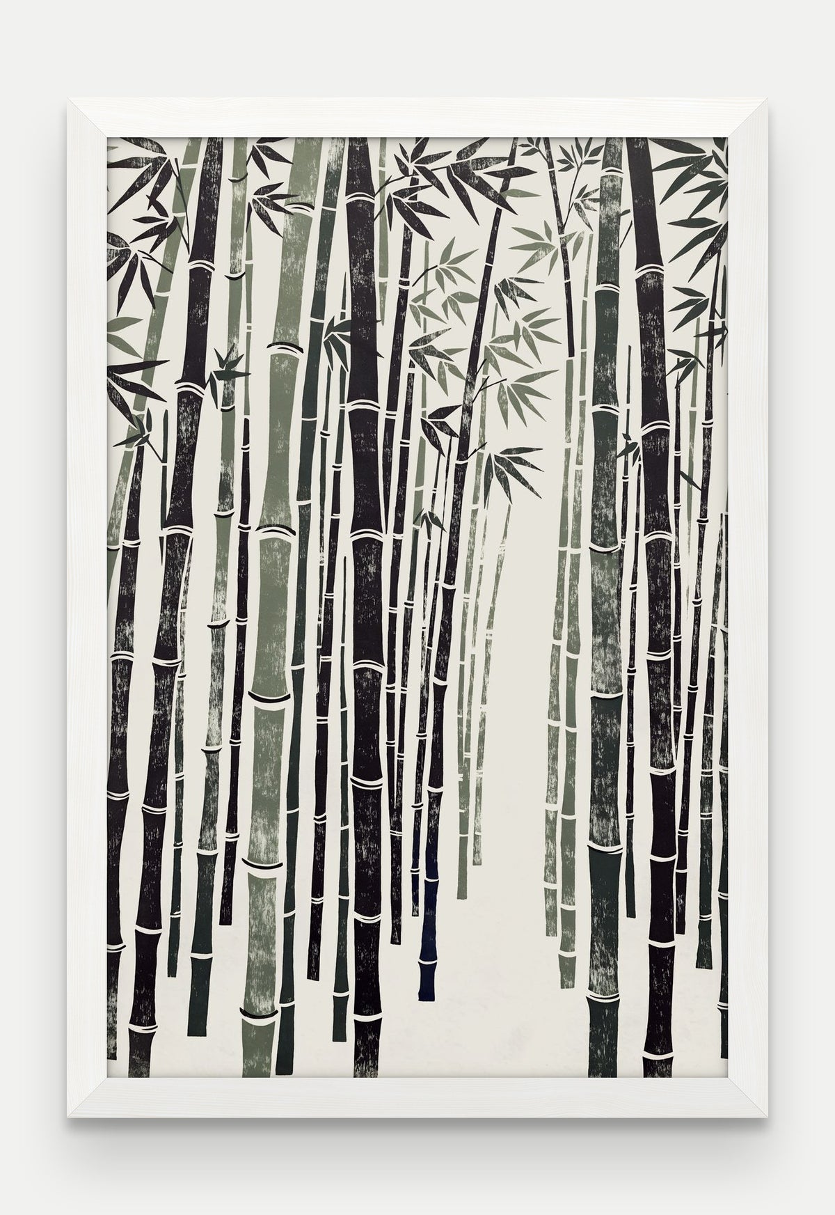 Obraz na płótnie Bambus w ramie, oprawa: drewno białe, format 40 × 60 cm