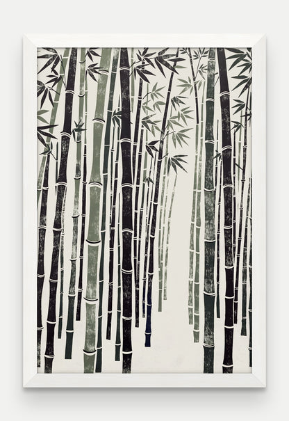 Obraz na płótnie Bambus w ramie, oprawa: drewno białe, format 40 × 60 cm