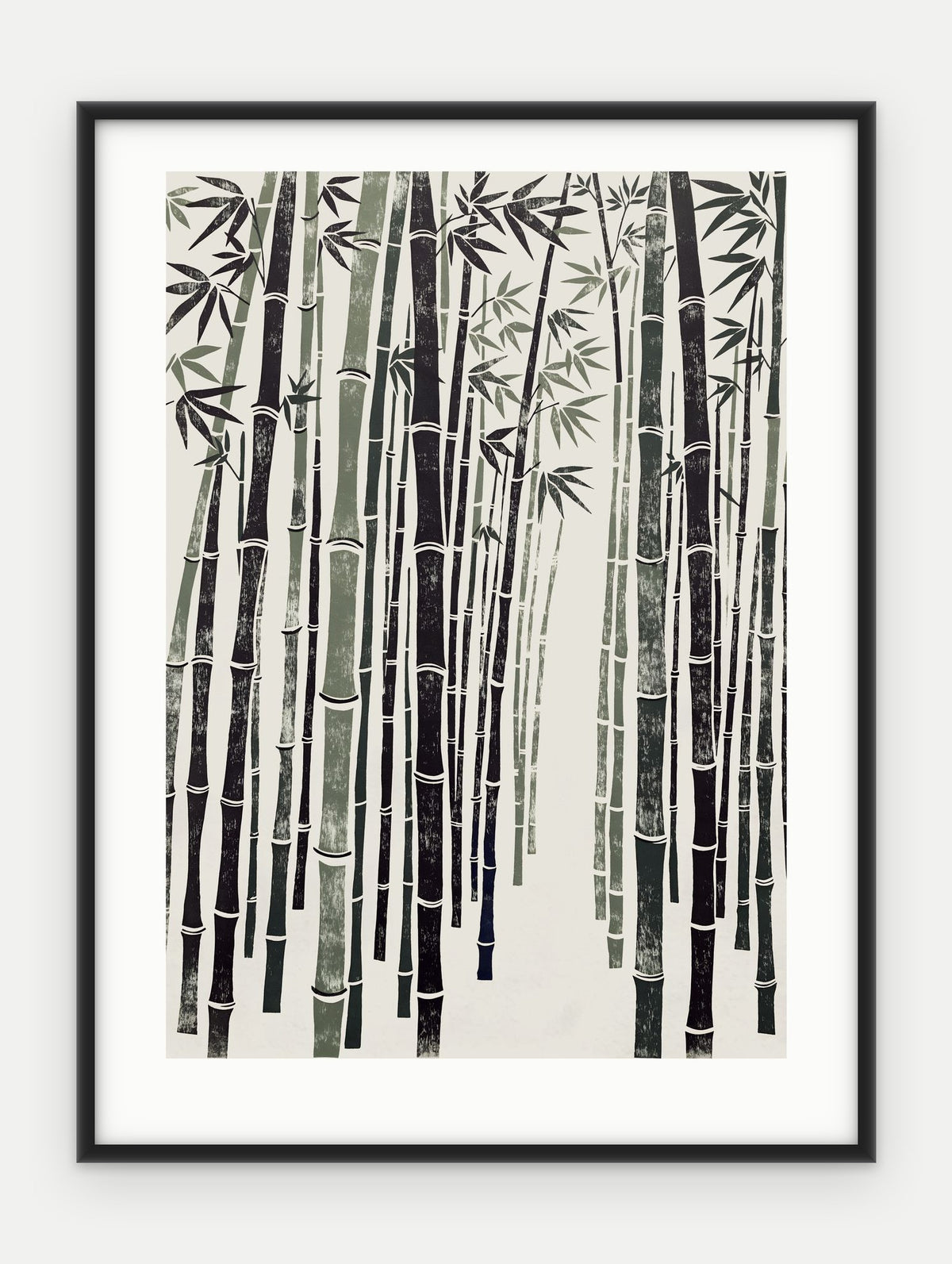 Plakat Bambus w ramie, oprawa: aluminium czarne, z passe-partout, format 30 × 40 cm
