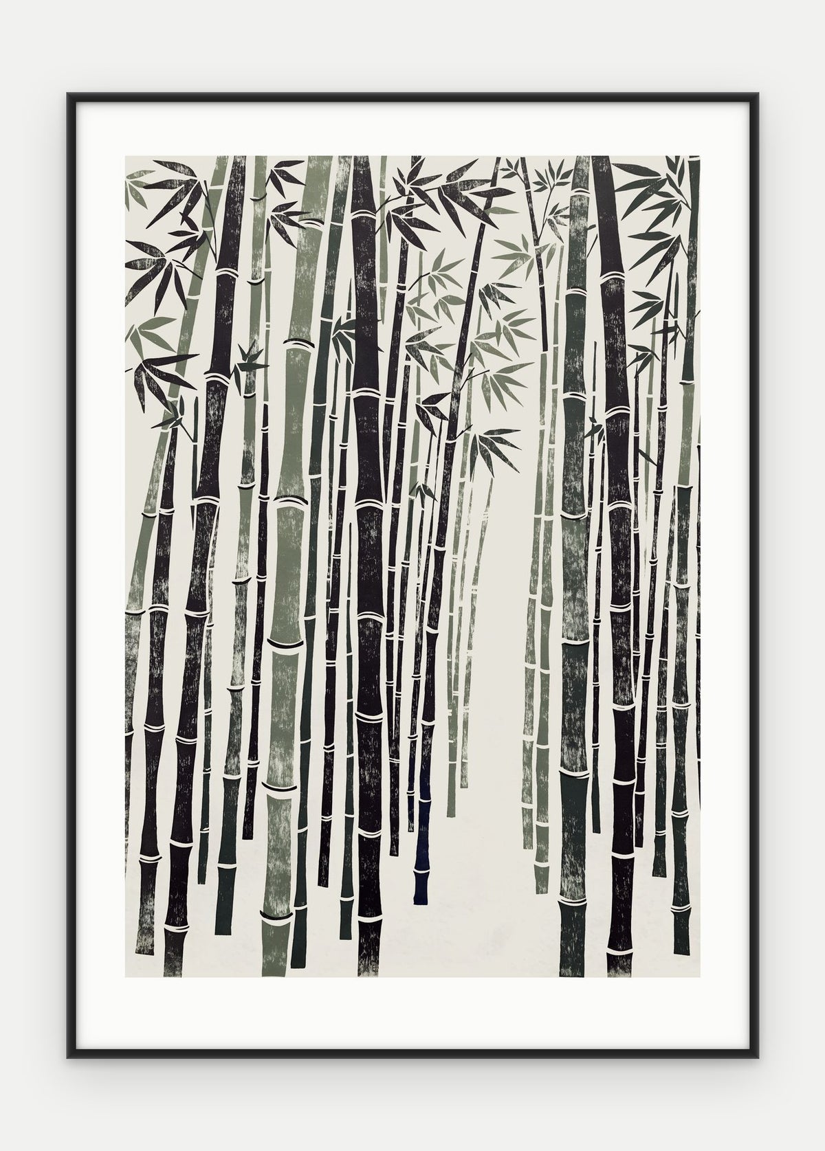 Plakat Bambus w ramie, oprawa: aluminium czarne, z passe-partout, format 50 × 70 cm