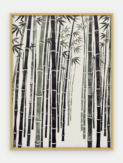 Plakat Bambus w ramie, oprawa: aluminium złote, format 30 × 40 cm