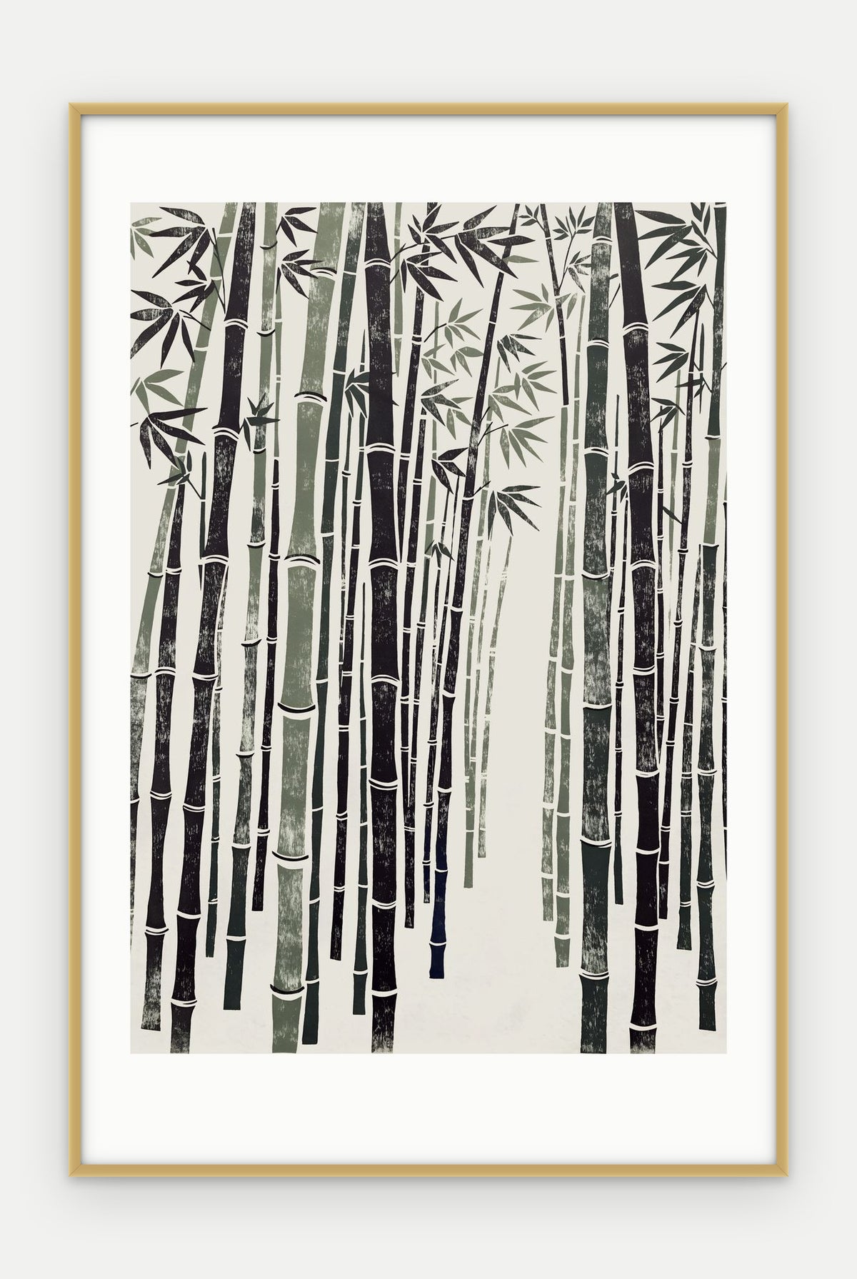 Plakat Bambus w ramie, oprawa: aluminium złote, z passe-partout, format 40 × 60 cm