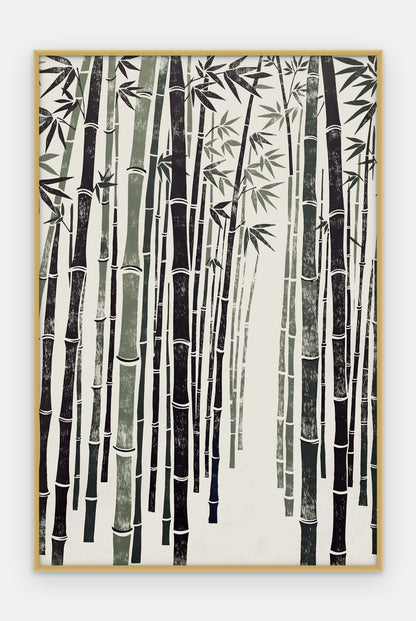 Plakat Bambus w ramie, oprawa: aluminium złote, format 40 × 60 cm