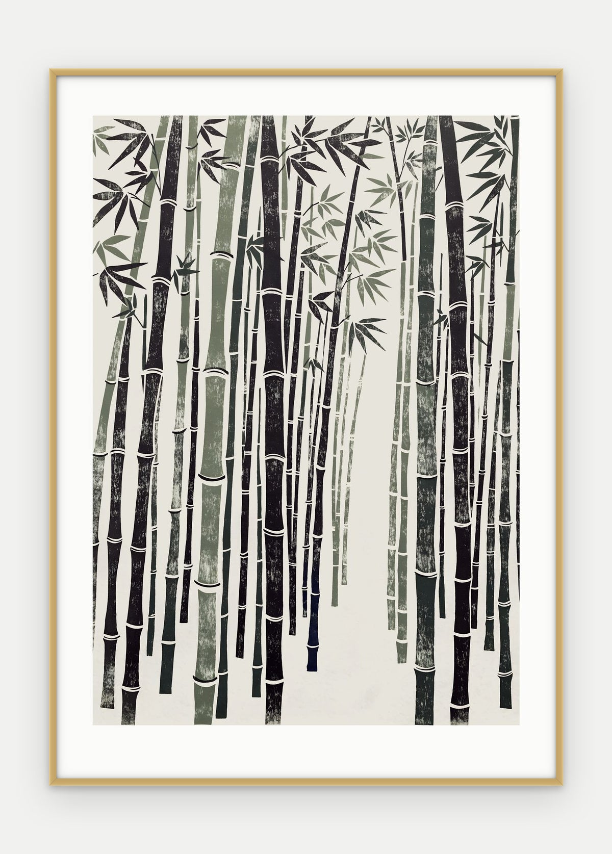 Plakat Bambus w ramie, oprawa: aluminium złote, z passe-partout, format 50 × 70 cm