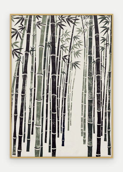 Plakat Bambus w ramie, oprawa: aluminium złote, format 50 × 70 cm
