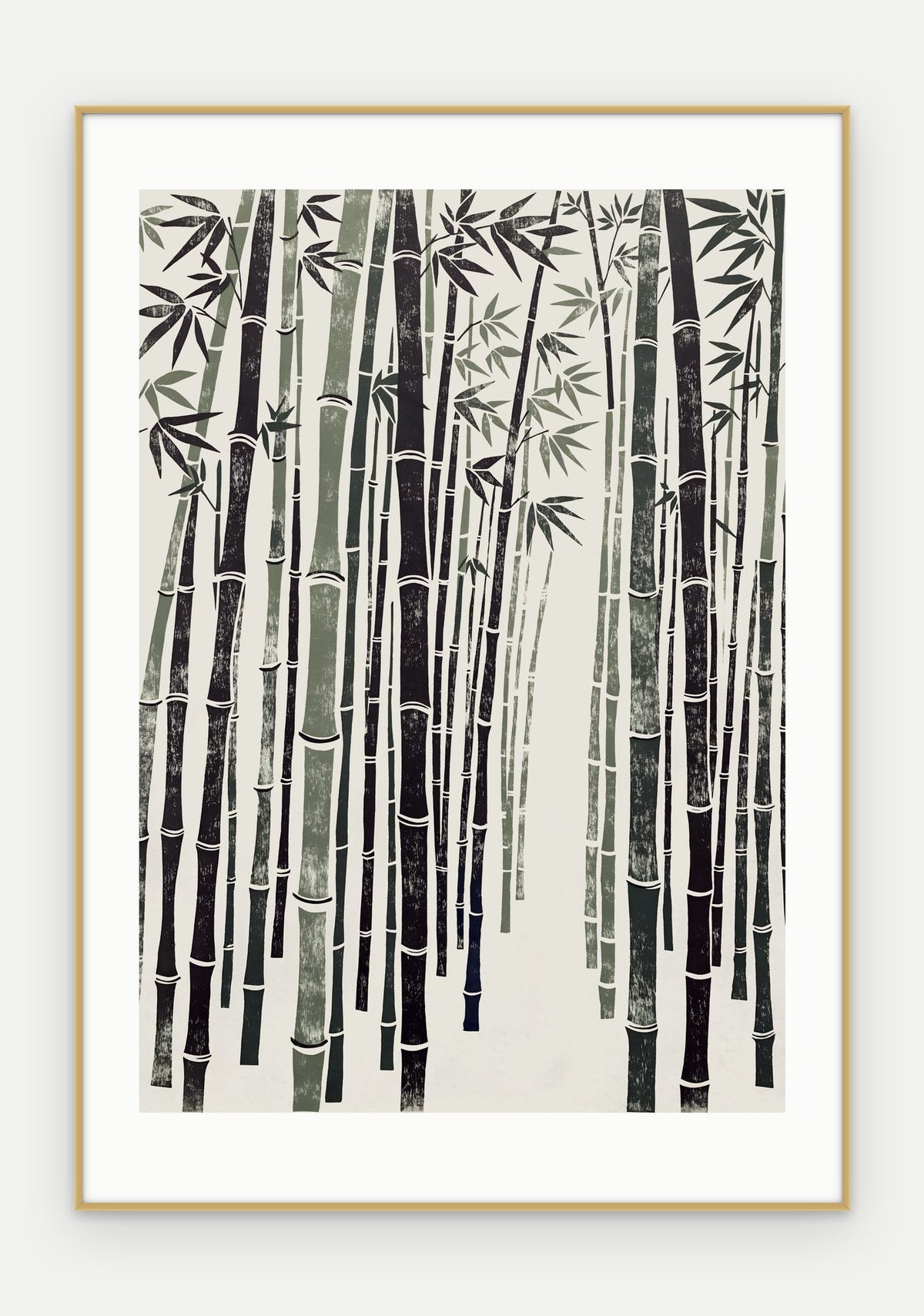 Plakat Bambus w ramie, oprawa: aluminium złote, z passe-partout, format 70 × 100 cm