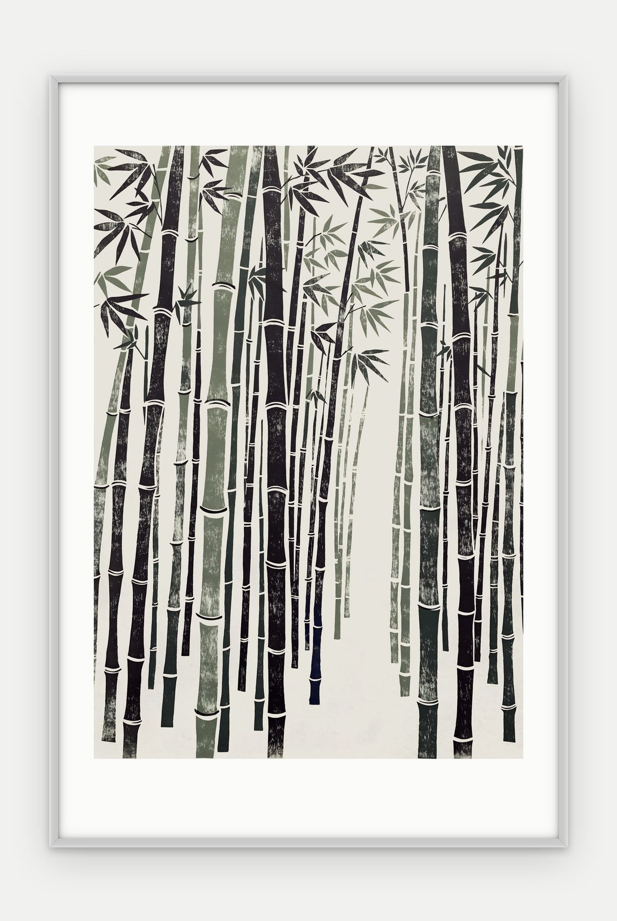 Plakat Bambus w ramie, oprawa: aluminium srebrne, z passe-partout, format 40 × 60 cm