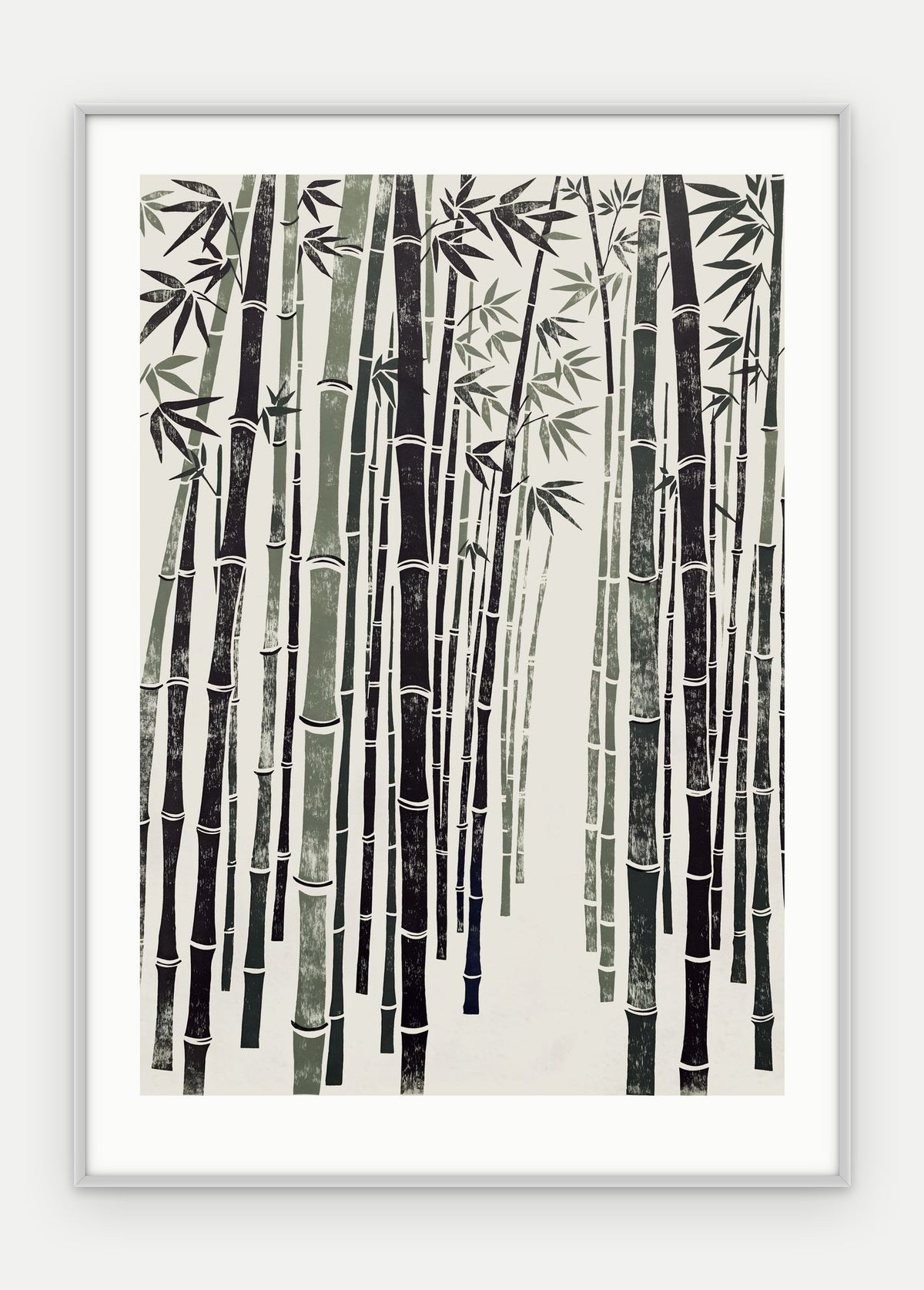 Plakat Bambus w ramie, oprawa: aluminium srebrne, z passe-partout, format 50 × 70 cm
