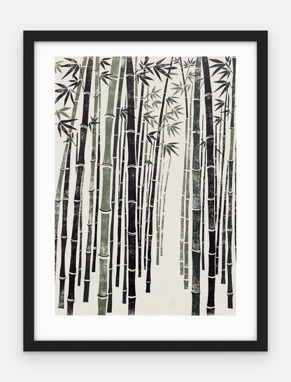 Plakat Bambus w ramie, oprawa: drewno czarne, z passe-partout, format 30 × 40 cm