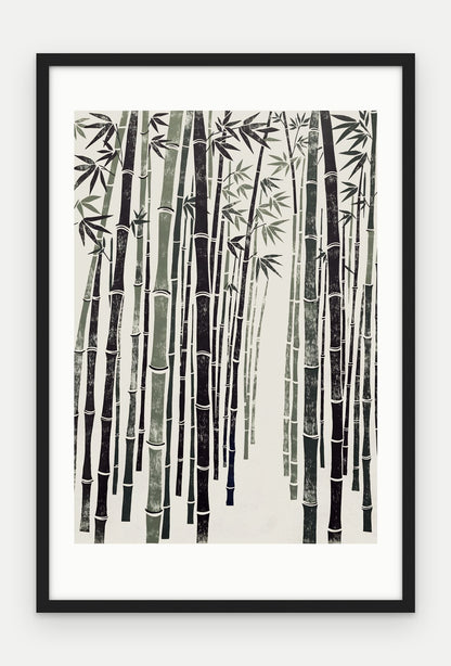 Plakat Bambus w ramie, oprawa: drewno czarne, z passe-partout, format 40 × 60 cm