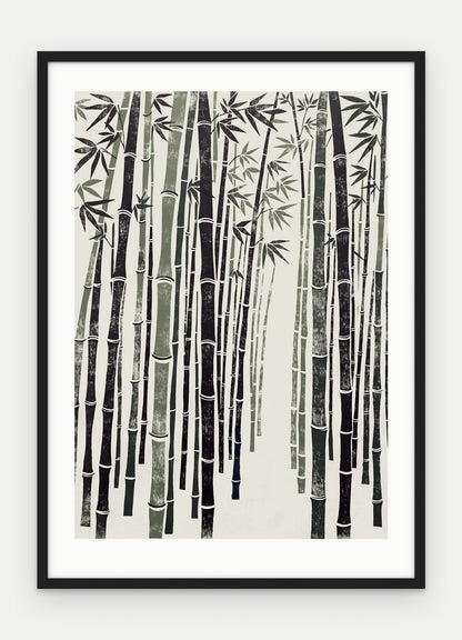 Plakat Bambus w ramie, oprawa: drewno czarne, z passe-partout, format 50 × 70 cm