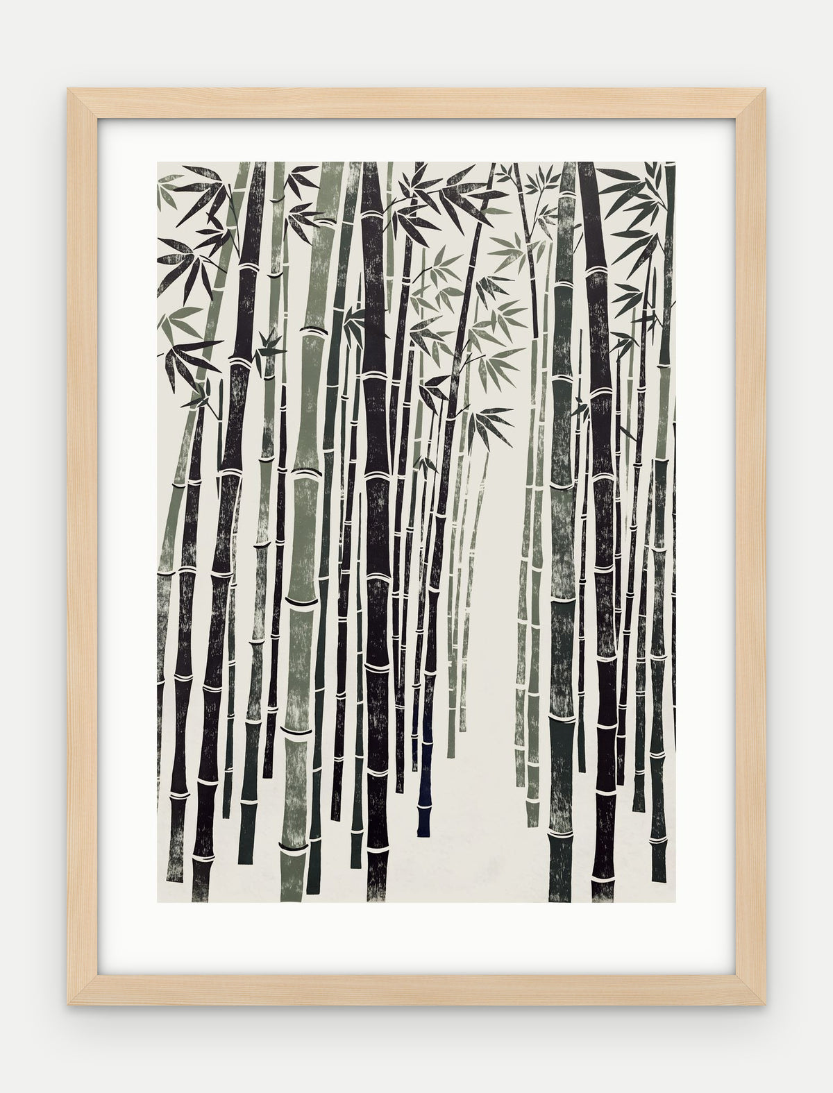 Plakat Bambus w ramie, oprawa: drewno naturalne, z passe-partout, format 30 × 40 cm
