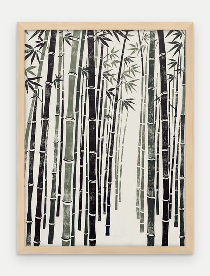 Plakat Bambus w ramie, oprawa: drewno naturalne, format 30 × 40 cm