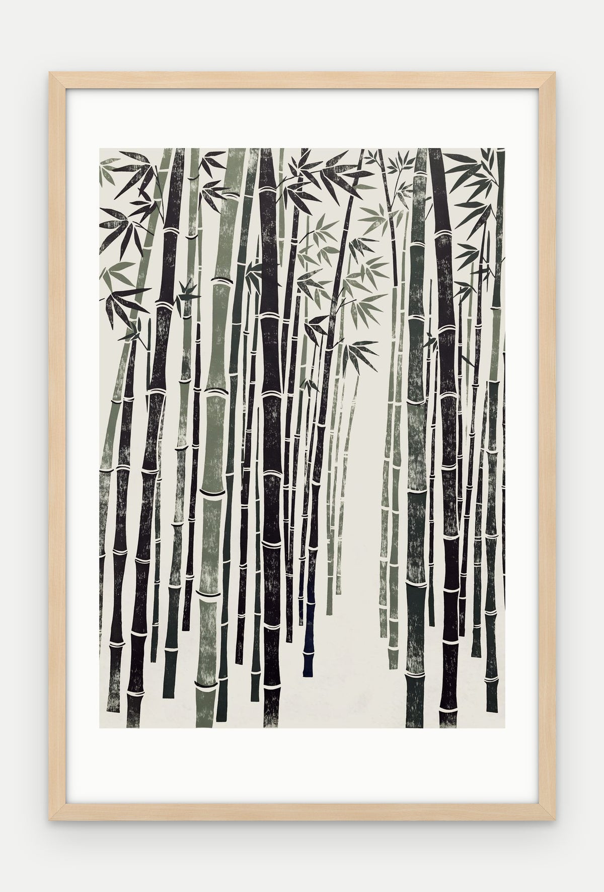 Plakat Bambus w ramie, oprawa: drewno naturalne, z passe-partout, format 40 × 60 cm