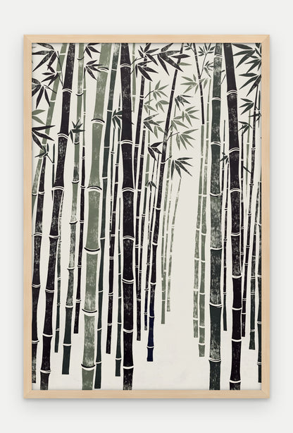Plakat Bambus w ramie, oprawa: drewno naturalne, format 40 × 60 cm
