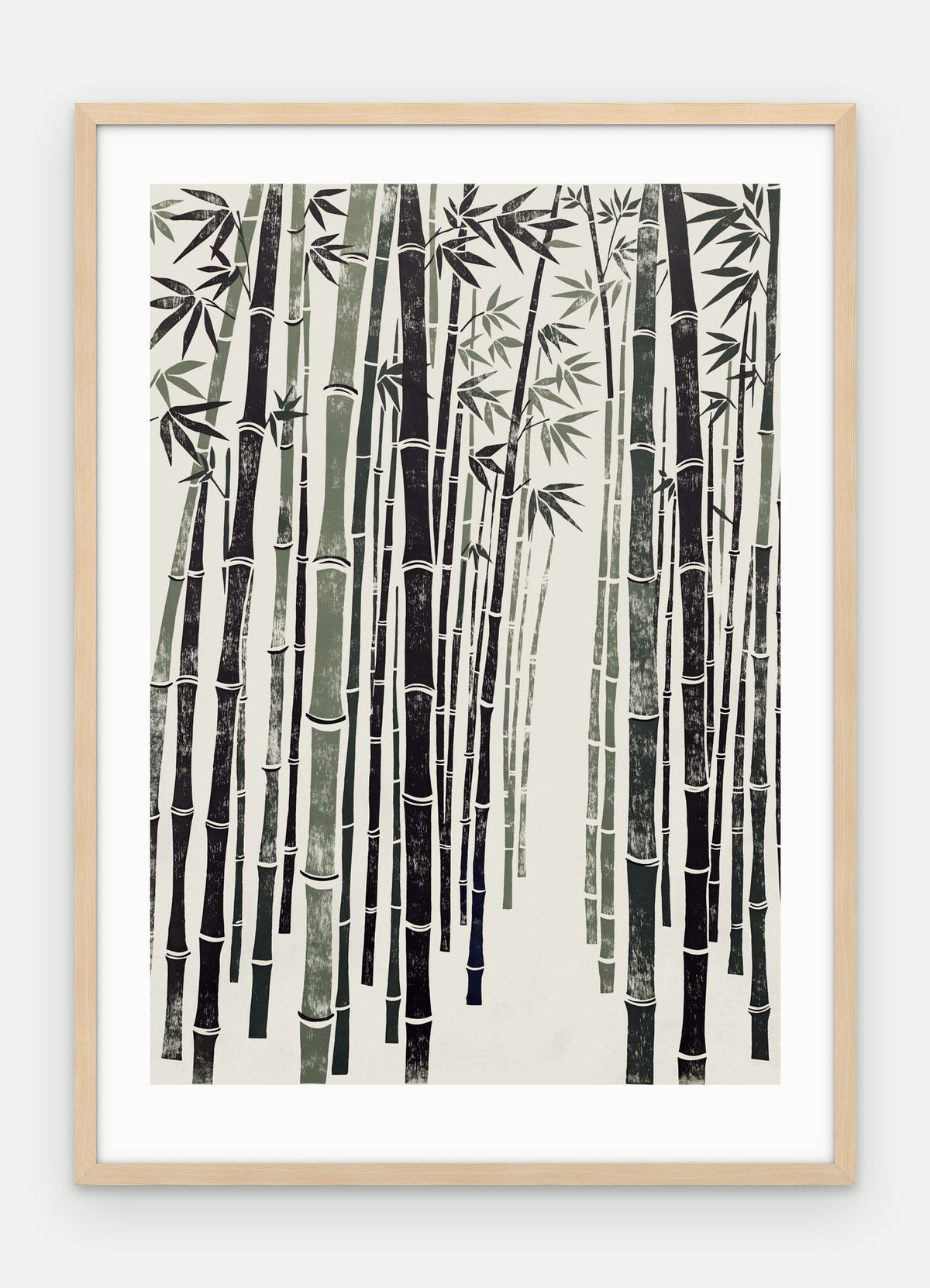 Plakat Bambus w ramie, oprawa: drewno naturalne, z passe-partout, format 50 × 70 cm
