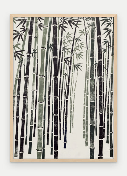 Plakat Bambus w ramie, oprawa: drewno naturalne, format 50 × 70 cm