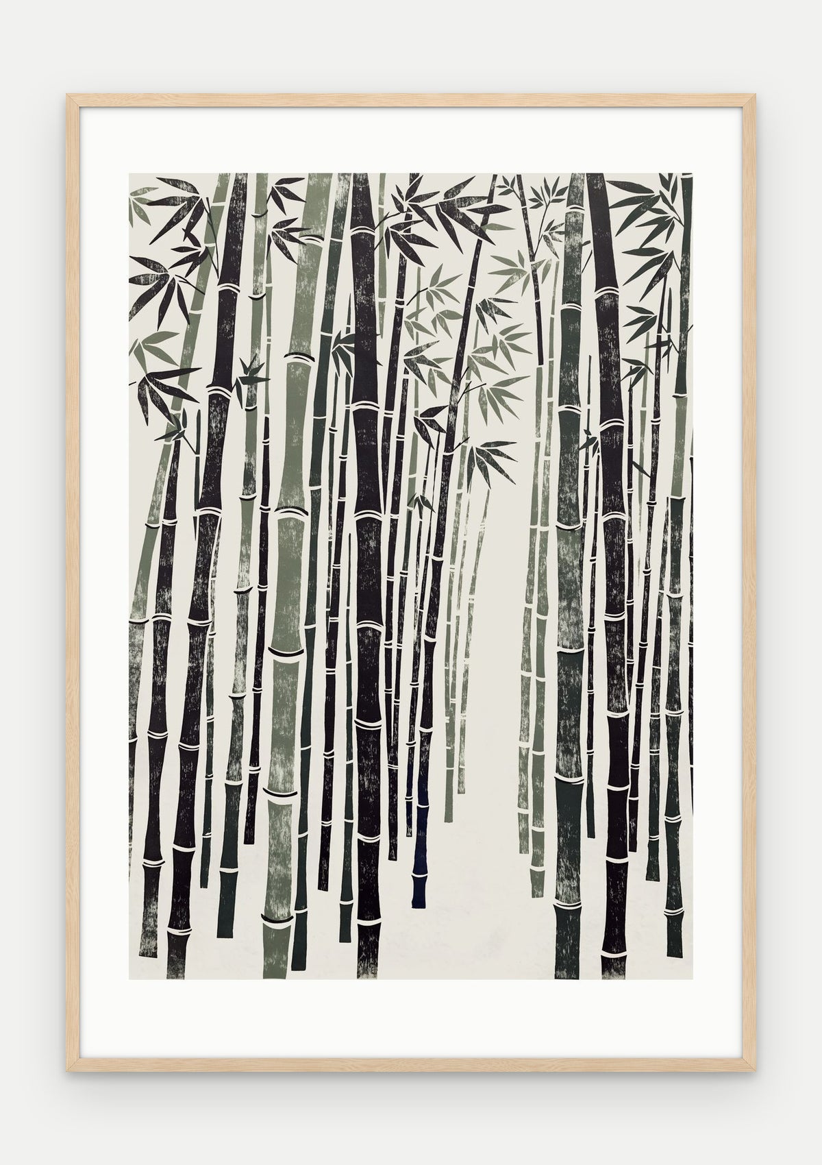 Plakat Bambus w ramie, oprawa: drewno naturalne, z passe-partout, format 70 × 100 cm