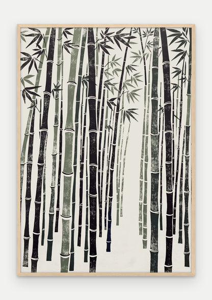 Plakat Bambus w ramie, oprawa: drewno naturalne, format 70 × 100 cm