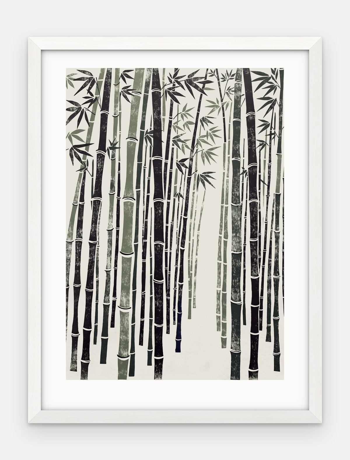 Plakat Bambus w ramie, oprawa: drewno białe, z passe-partout, format 30 × 40 cm