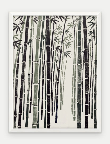 Plakat Bambus w ramie, oprawa: drewno białe, format 30 × 40 cm