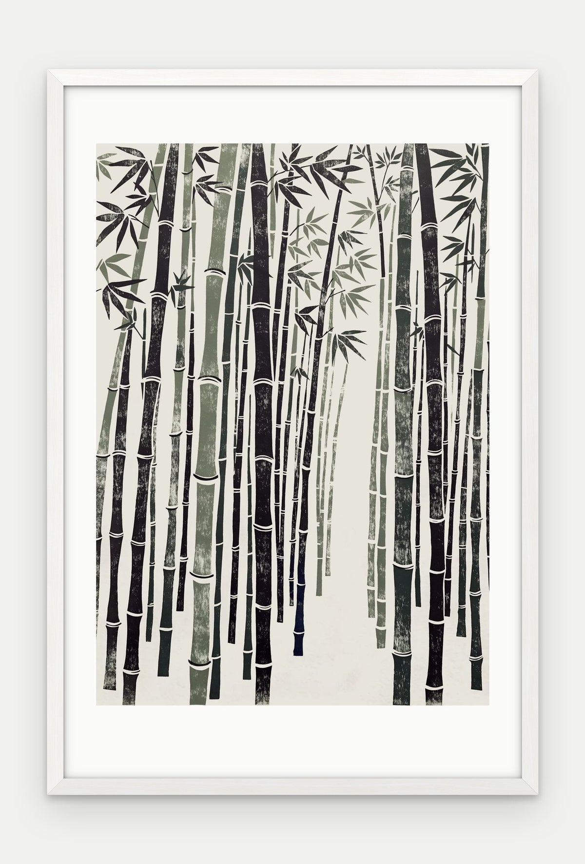 Plakat Bambus w ramie, oprawa: drewno białe, z passe-partout, format 40 × 60 cm