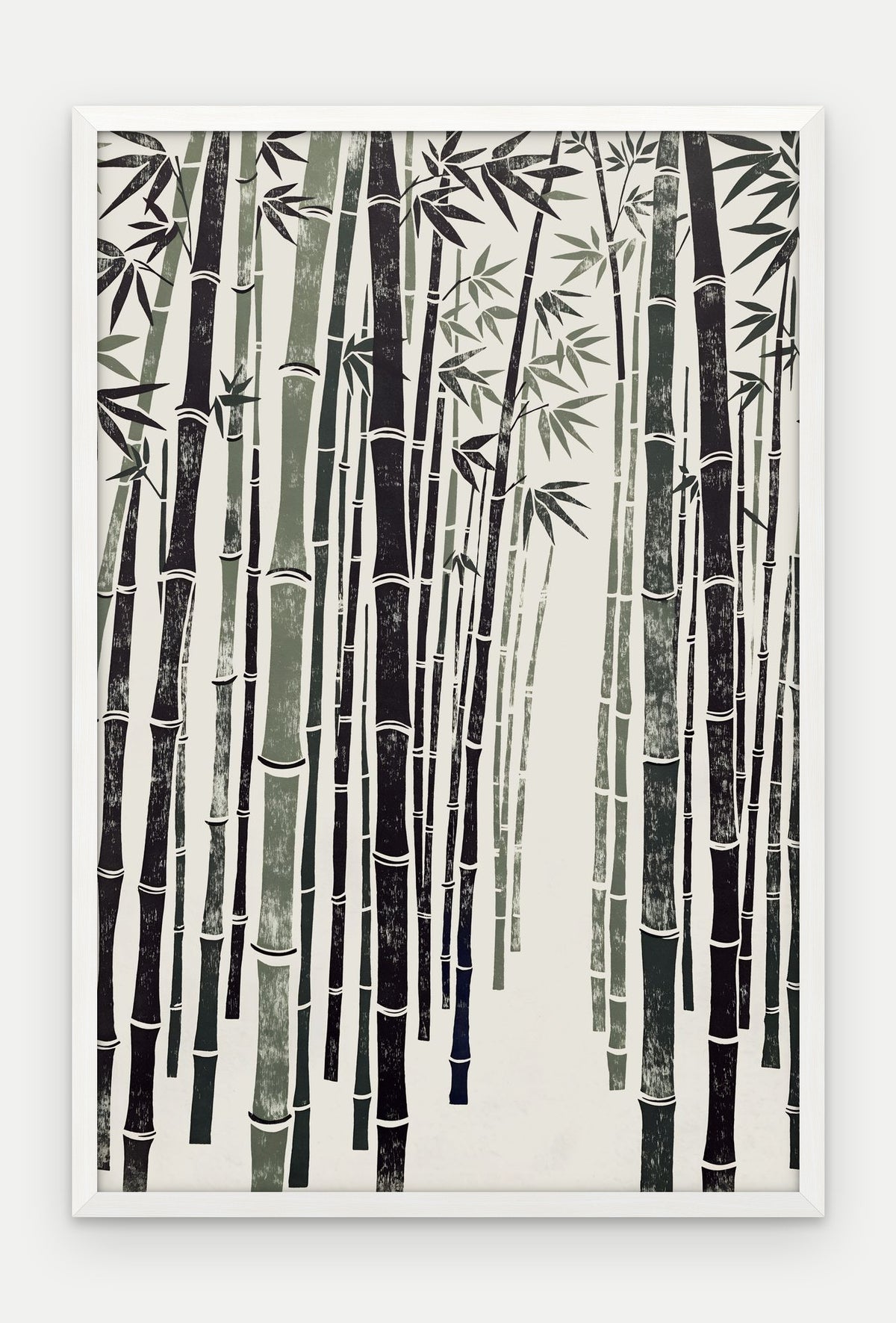 Plakat Bambus w ramie, oprawa: drewno białe, format 40 × 60 cm