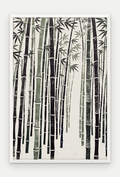 Plakat Bambus w ramie, oprawa: drewno białe, format 40 × 60 cm