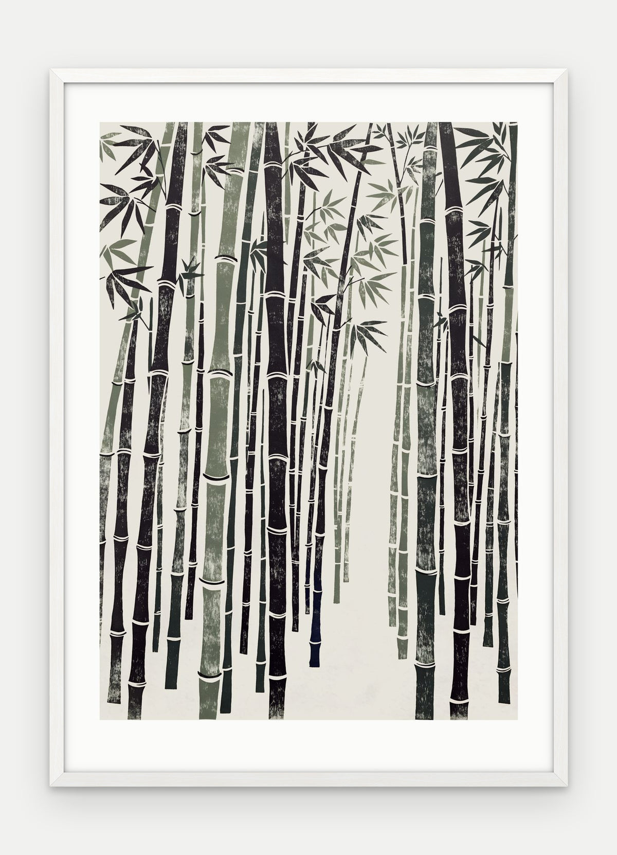 Plakat Bambus w ramie, oprawa: drewno białe, z passe-partout, format 50 × 70 cm