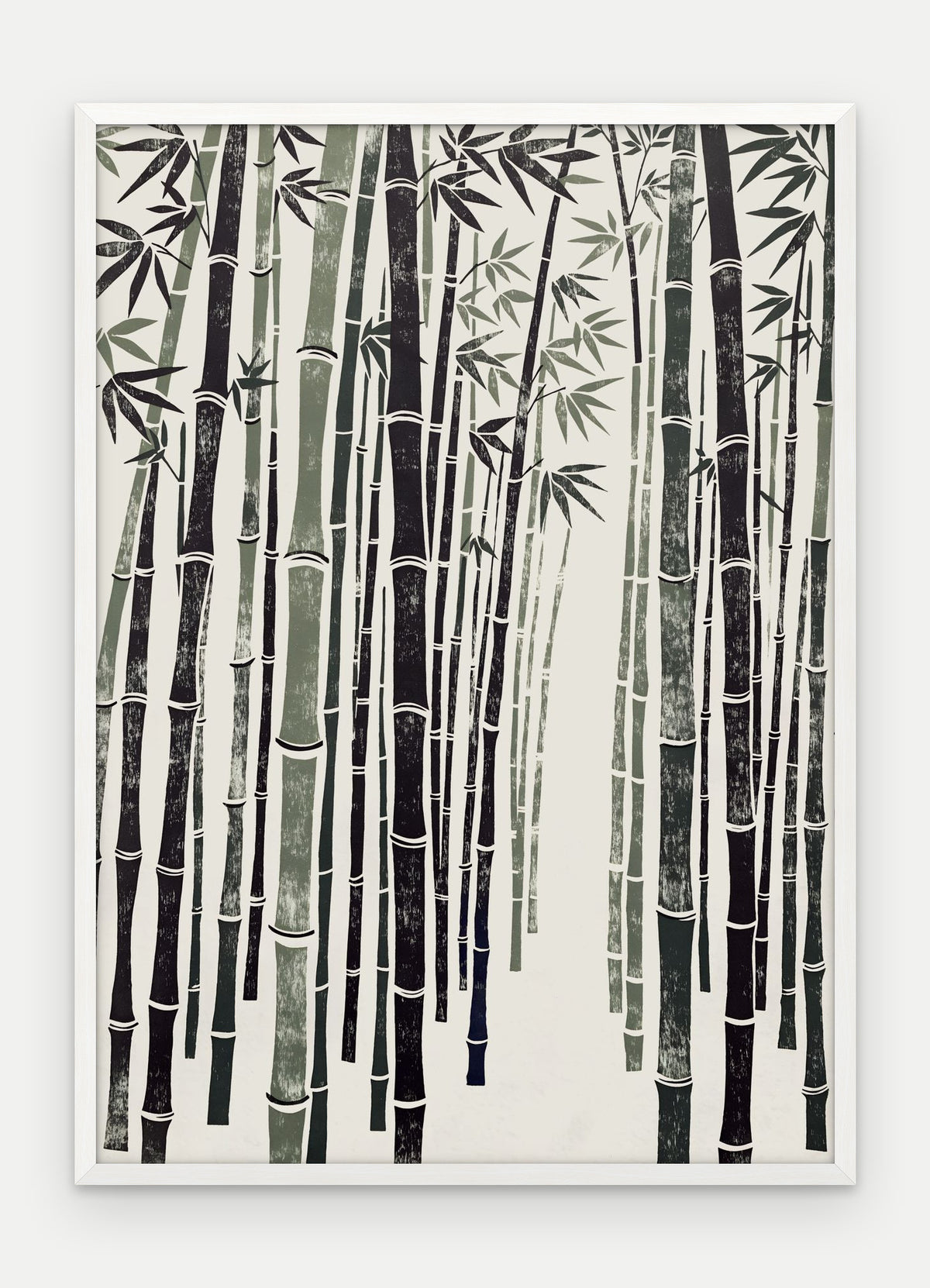 Plakat Bambus w ramie, oprawa: drewno białe, format 50 × 70 cm