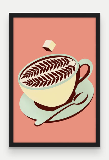 Obraz na płótnie Cappuccino w ramie, oprawa: drewno czarne, format 40 × 60 cm