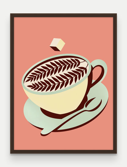 Obraz na płótnie Cappuccino w ramie, oprawa: drewno brązowe, format 60 × 80 cm