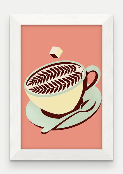 Obraz na płótnie Cappuccino w ramie, oprawa: drewno białe, format 20 × 30 cm
