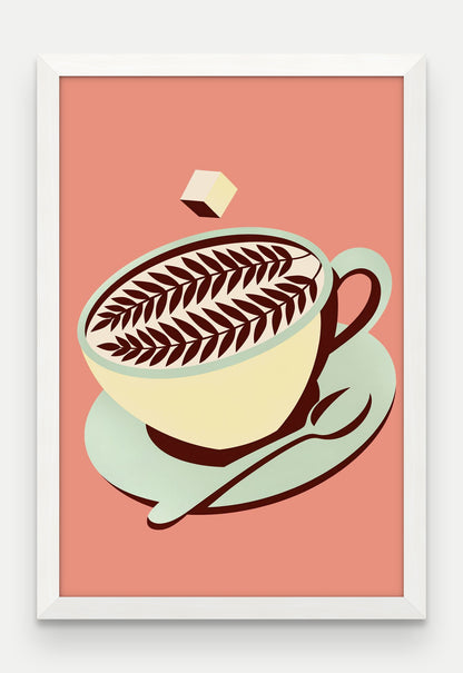 Obraz na płótnie Cappuccino w ramie, oprawa: drewno białe, format 40 × 60 cm
