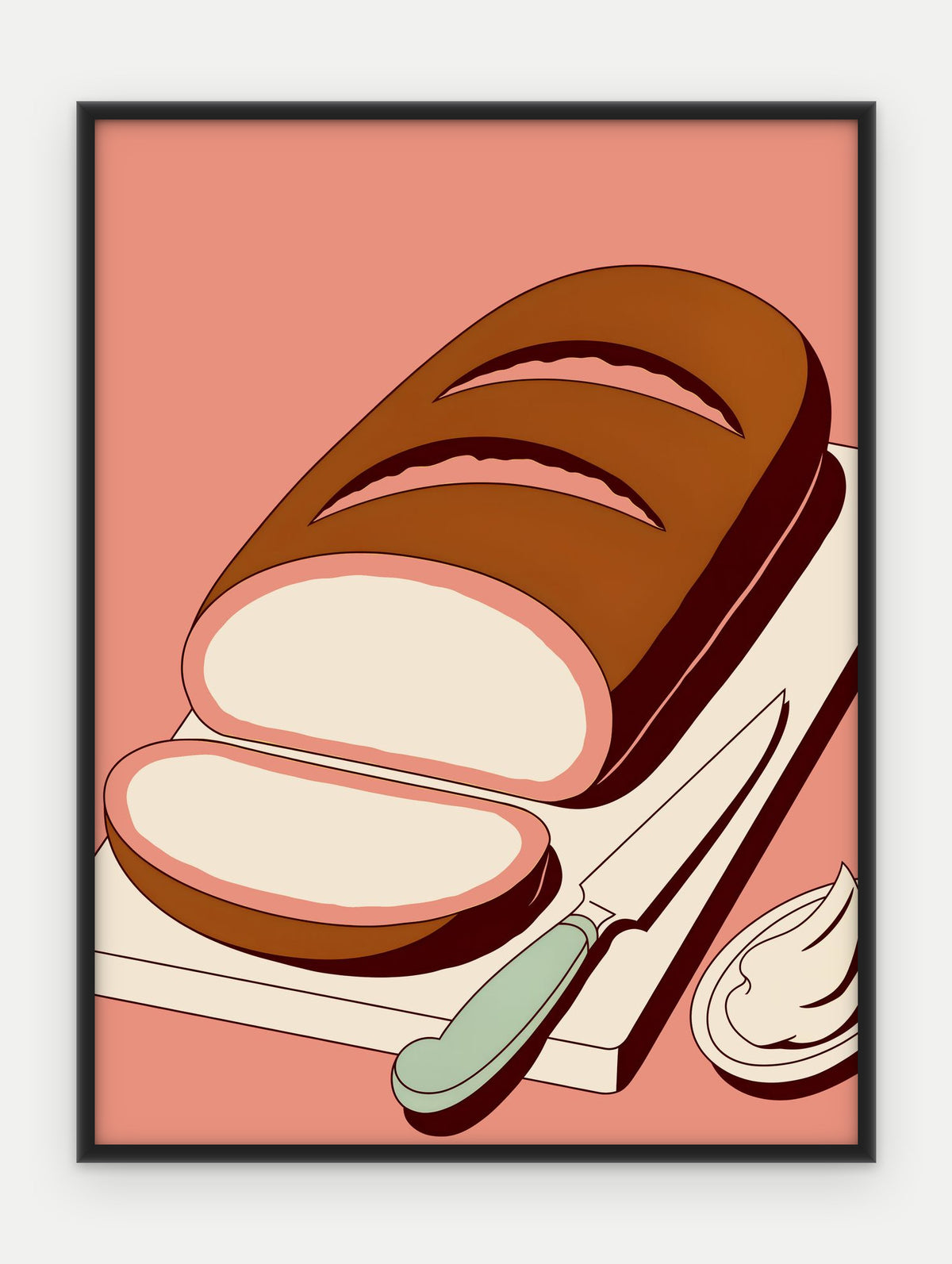 Plakat Bochenek chleba w ramie, oprawa: aluminium czarne, format 30 × 40 cm