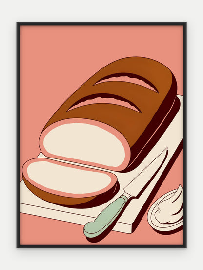 Plakat Bochenek chleba w ramie, oprawa: aluminium czarne, format 30 × 40 cm