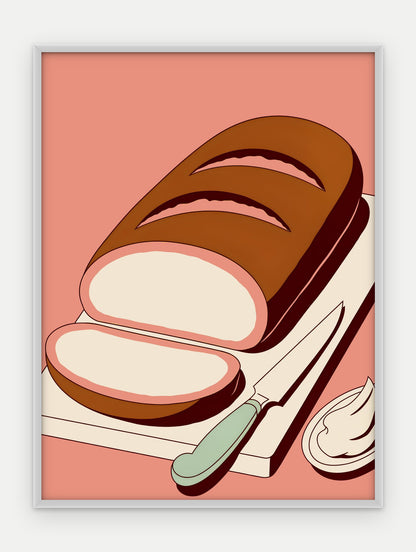 Plakat Bochenek chleba w ramie, oprawa: aluminium srebrne, format 30 × 40 cm