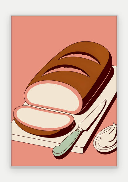 Plakat Bochenek chleba w ramie, oprawa: aluminium srebrne, format 70 × 100 cm