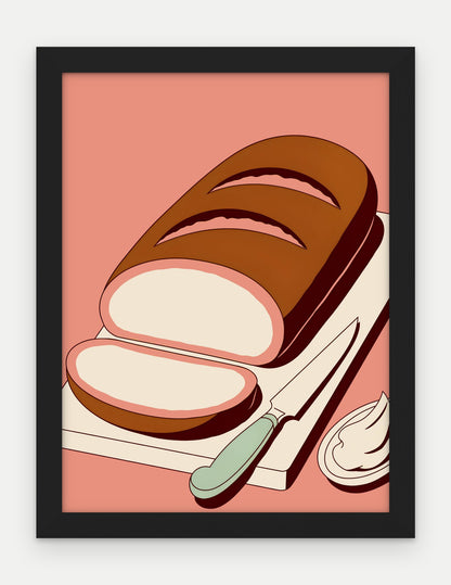 Plakat Bochenek chleba w ramie, oprawa: drewno czarne, format 30 × 40 cm