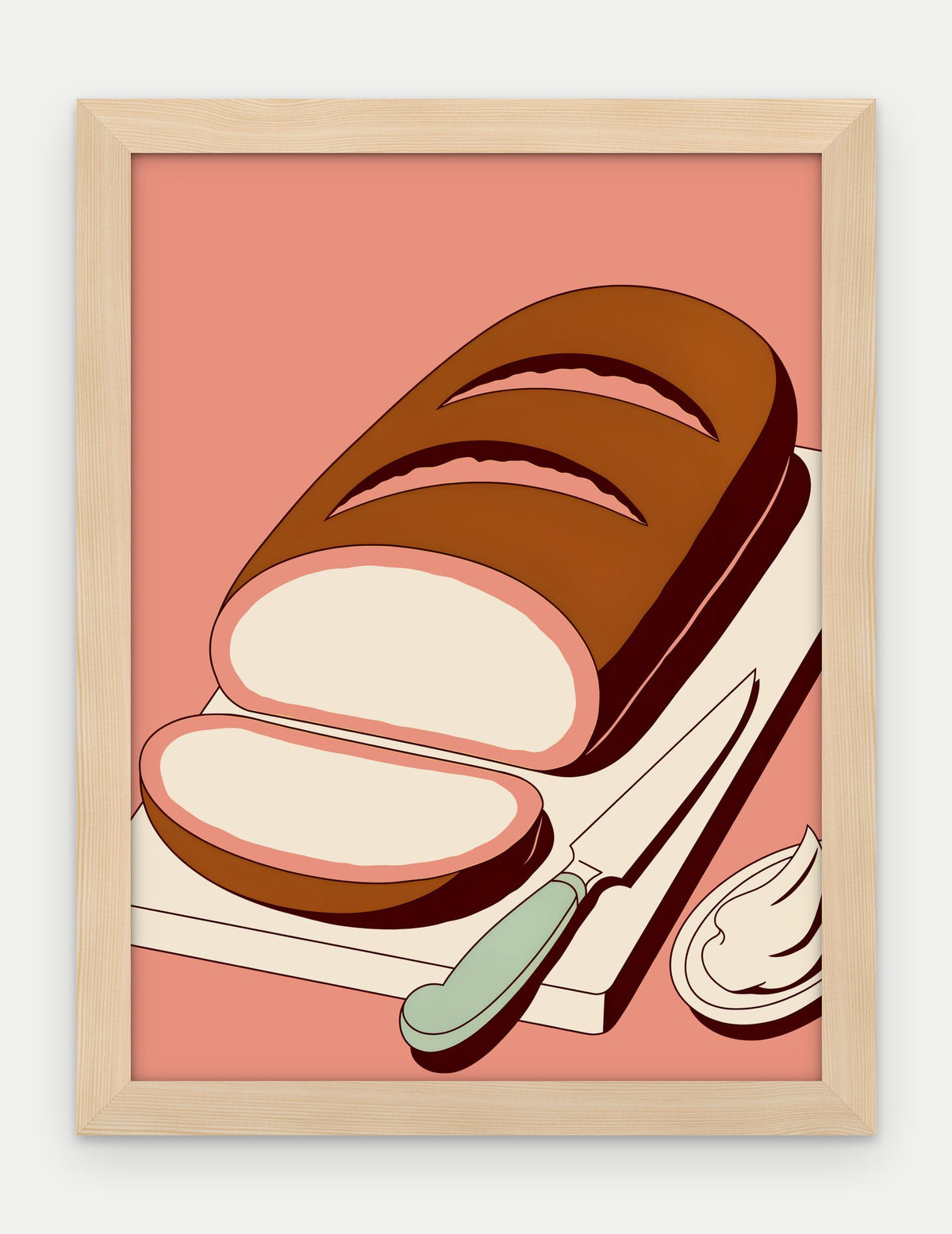 Plakat Bochenek chleba w ramie, oprawa: drewno naturalne, format 30 × 40 cm
