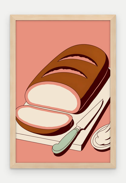 Plakat Bochenek chleba w ramie, oprawa: drewno naturalne, format 40 × 60 cm